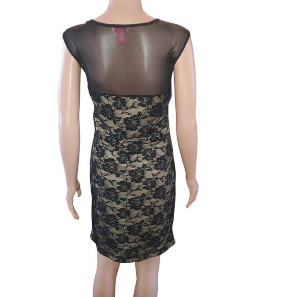 Catch My I Size L Floral Lace Bodycon Black  Y2K Mini Dress Mesh Whimsygoth - Picture 4 of 8